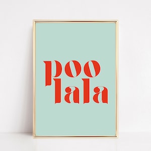 funny bathroom decor | poo la la | blue bathroom wall art | toilet poster | bathroom print | bathroom sign | kikiandnim | digital print