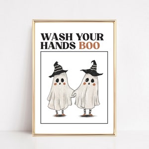 halloween badezimmer dekoration | Hände waschen Zeichen | halloween badezimmer wandkunst | Lustiges Badezimmer Kunstdruck | kikiandnim | Digitaldruck