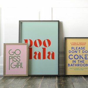 funny bathroom decor | poo la la | blue bathroom wall art | toilet poster | bathroom print | bathroom sign | kikiandnim | digital print image 3