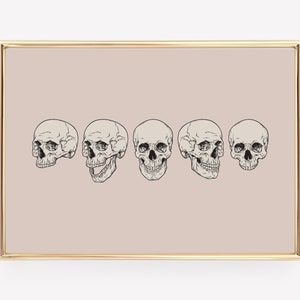 halloween printable wall art | skeleton print | pink halloween decor | boho halloween poster | halloween art | kikiandnim | digital print