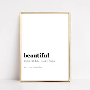 beautiful definition print | self love wall art | affirmation wall art | friendship gift for women | kikiandnim | printable wall art image 1