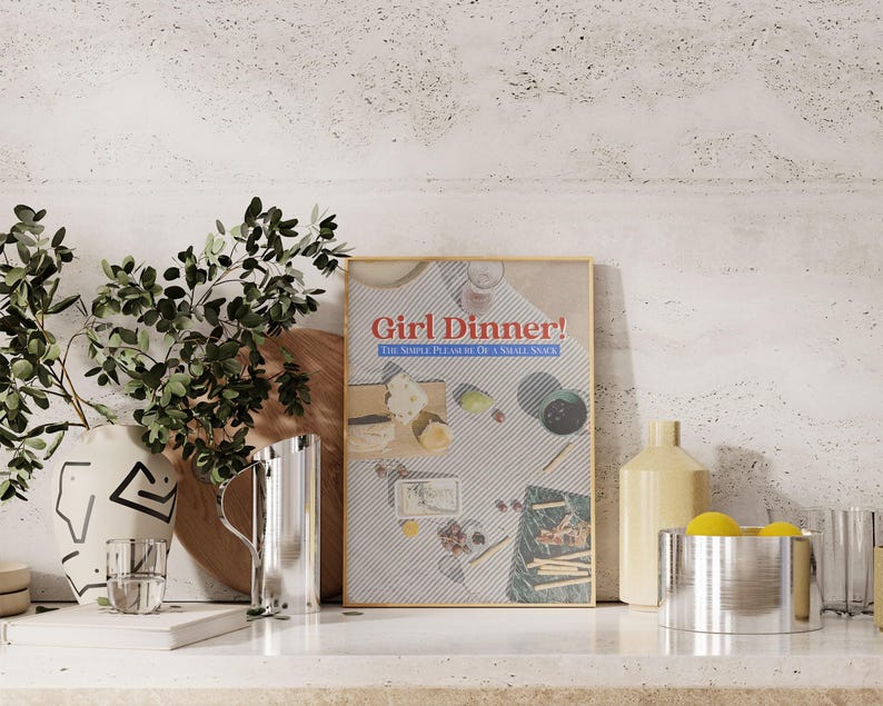 Retro Küchen Dekor | Mädchen Abendessen Druck | ästhetische Küche Wandkunst | lustiges Küchendekor | trendige Wandkunst | kikiandnim | Digitaldruck Bild 3
