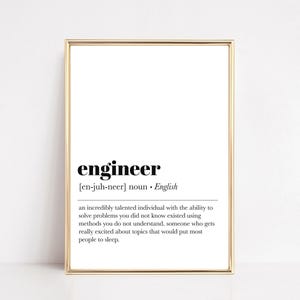 engineer definition print | engineer gift | engineering school grad gift | gift for engineer | engineer office decor | digital download