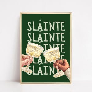 slainte プリント | 乾杯プリント | グリーン バー カート プリント | 聖パトリックの日の装飾 | バー カート ウォール アート | kikiandnim | 印刷可能なウォール アート