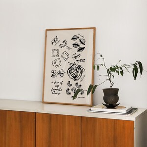pasta wall art | cute kitchen print | kitchen decor | dining room wall art | trendy food art | kitchen poster | kikiandnim | digital print image 4