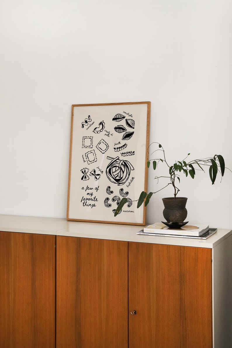 pasta wall art | cute kitchen print | kitchen decor | dining room wall art | trendy food art | kitchen poster | kikiandnim | digital print image 4