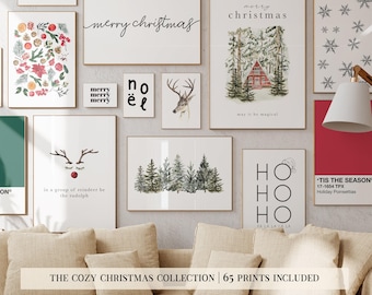 christmas prints mega bundle | 65 CHRISTMAS PRINTABLES | cozy christmas decor | minimalist christmas wall art | kikiandnim | digital prints