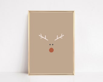 neutral christmas decor | boho christmas decor | minimalist christmas printable wall art | reindeer print | holiday art | digital download