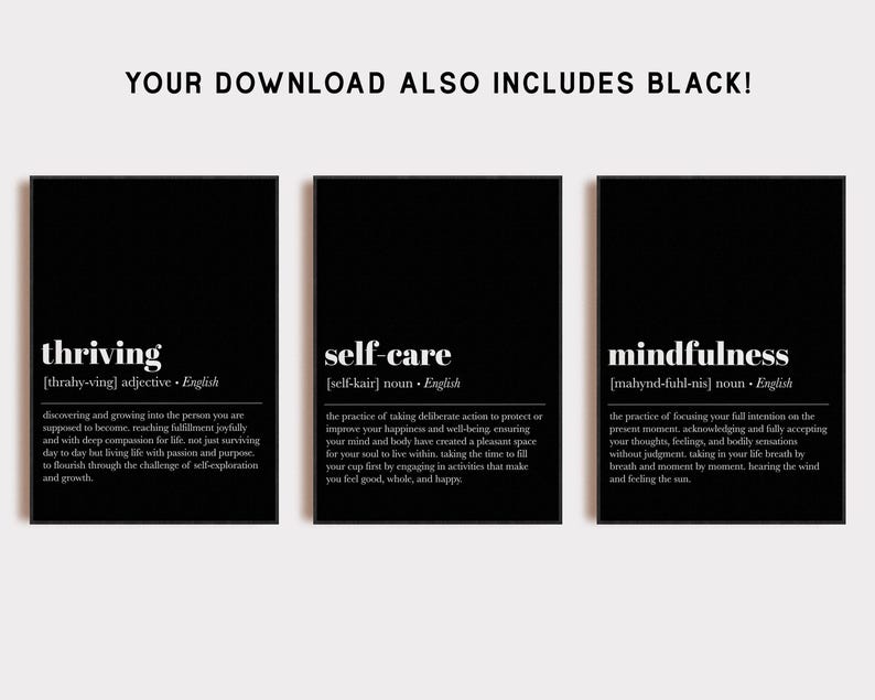 self care wall art | set of 3 prints | mental health prints | therapy office decor | mindfulness poster | therapy art | digital download image 2