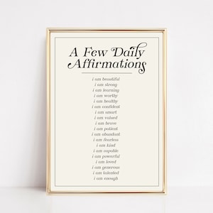 daily affirmations wall art | positive affirmation wall art | mental health art | neutral wall art | kikiandnim | digital download