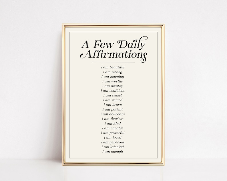 daily affirmations wall art positive affirmation wall art mental health art neutral wall art kikiandnim digital download image 1