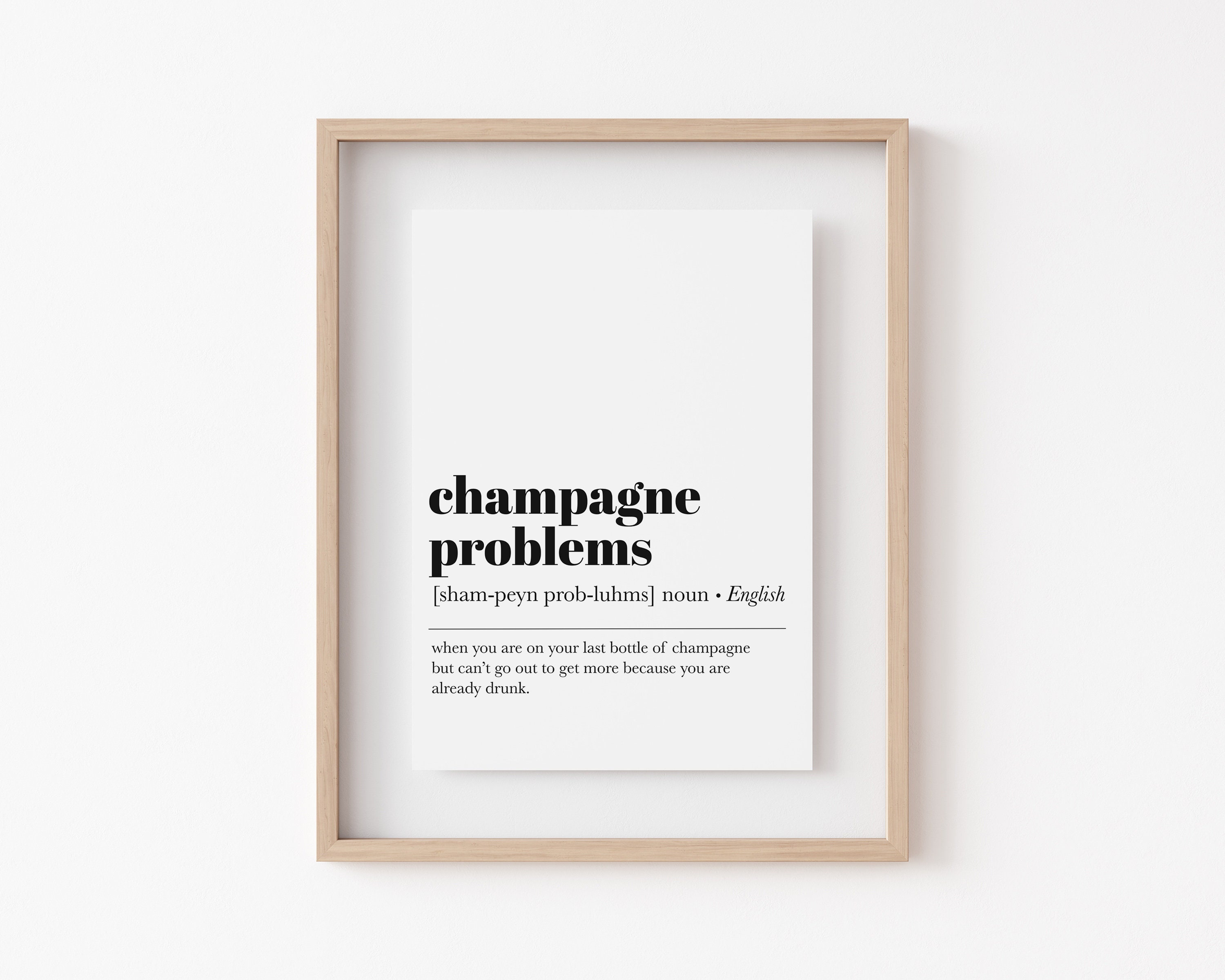 Champagne Problems Definition Print | Champagne Wall Art | Bar Cart ...