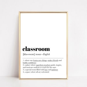 classroom definition print | minimalist classroom decor | neutral classroom poster | printable classroom wall art | digital download