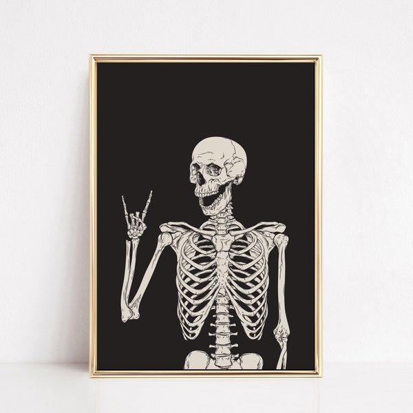 halloween printable wall art | halloween skeleton print | halloween decor | halloween poster | halloween art | digital download