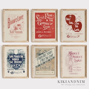 Conjunto de pôsteres vintage para o Dia dos Namorados | Gravuras antigas românticas (Download digital)