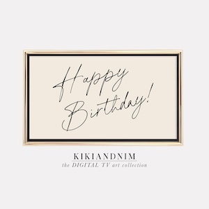 Arte de TV de feliz cumpleaños para Samsung Frame TV / Arte minimalista para Samsung Frame TV / Decoraciones para fiestas de cumpleaños / Kikiandnim / Arte de TV digital