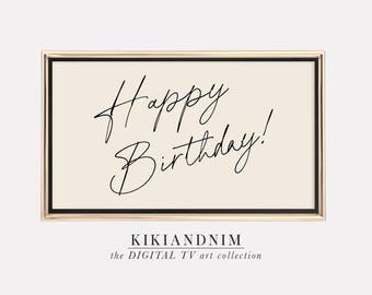 happy birthday tv art for samsung frame tv | minimalist samsung frame tv art | birthday party decorations | kikiandnim | digital tv art