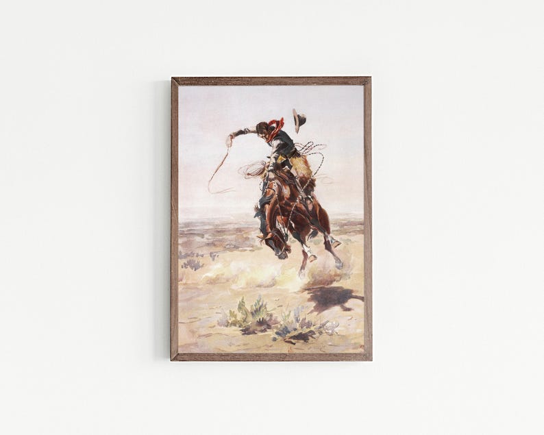 vintage cowboy art | southwestern decor | western wall art | horse print | western decor | rustic wall art | kikiandnim | digital art print image 5