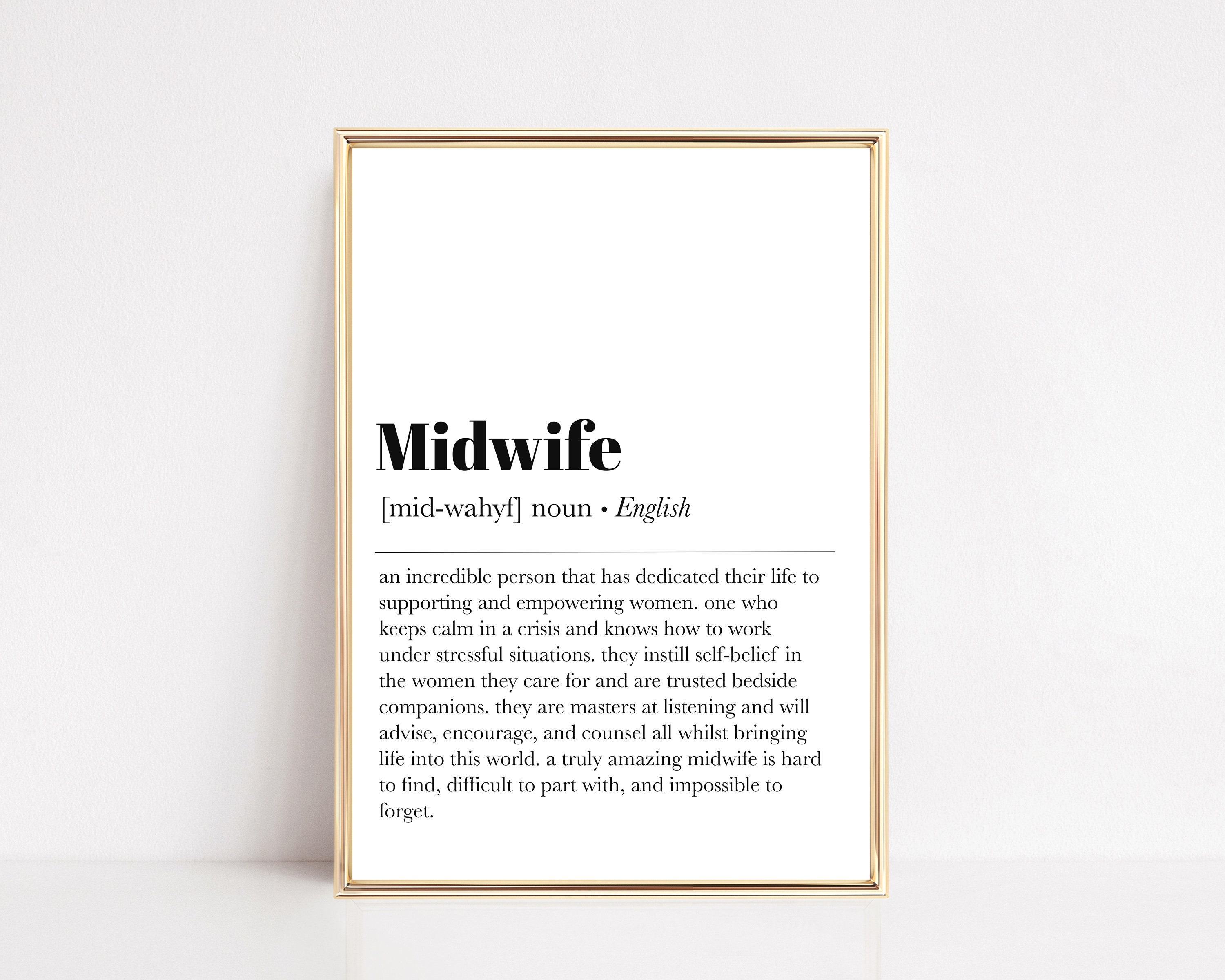 Midwife Definition Printable Wall Art Midwife Gift Present pic