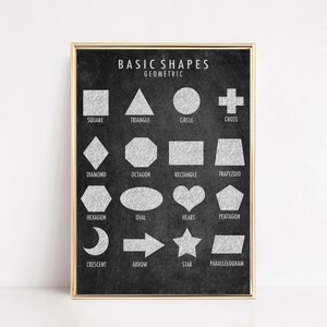 shapes poster | neutral classroom decor | educational poster | playroom decor | homeschool printable | kikiandnim | digital print