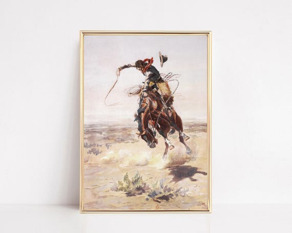 vintage cowboy art | southwestern decor | western wall art | horse print | western decor | rustic wall art | kikiandnim | digital art print