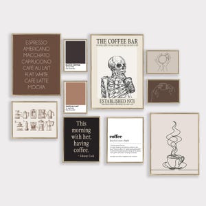 Coffee Bar Gallery Wall Set of 10 Prints | Coffee Wall Art | Coffee Prints | KIKIANDNIM | Digital Download