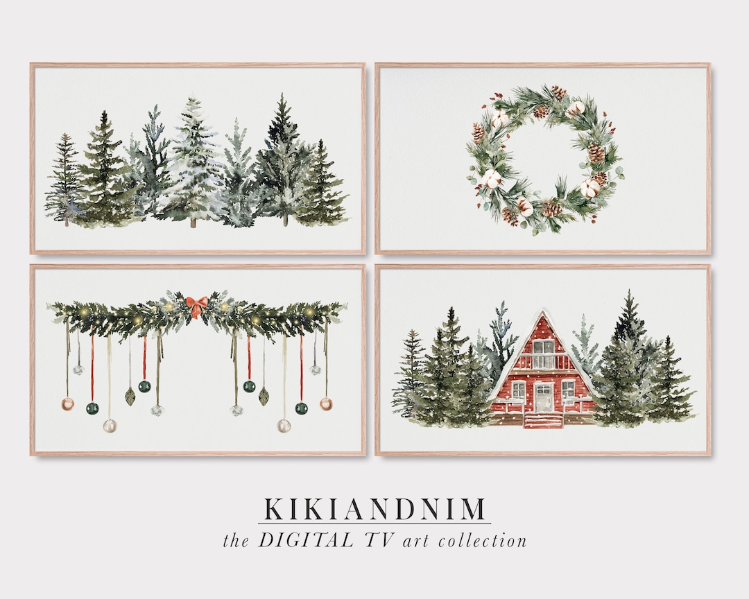 Christmas Frame Tv Art Set Winter Samsung Frame Tv Art Farmhouse