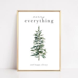 Impresión de árbol de Navidad / Arte de pared imprimible de Navidad / Todo feliz / Arte de pared navideño / Decoración navideña moderna / Descarga digital