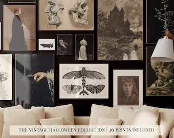 vintage halloween mega bundle | 36 HALLOWEEN PRINTS | dark academia decor | gothic home decor | horror gifts | kikiandnim | digital prints