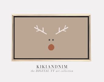Samsung フレーム テレビ アート クリスマス | 冬の Samsung アート テレビ | クリスマス フレーム テレビ アート | ボヘミアン トナカイ | Samsung フレーム テレビのデジタル ダウンロード