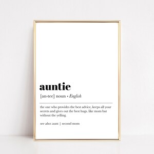 auntie definition print | gifts for her | gifts for aunt | aunt present | aunt definition poster | family print | digital download