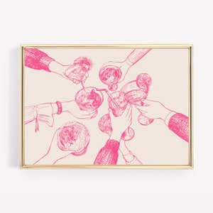 pink cheers print | bar cart print | bar cart decor | preppy pink wall art | bar cart art | cheers sign | kikiandnim | printable wall art