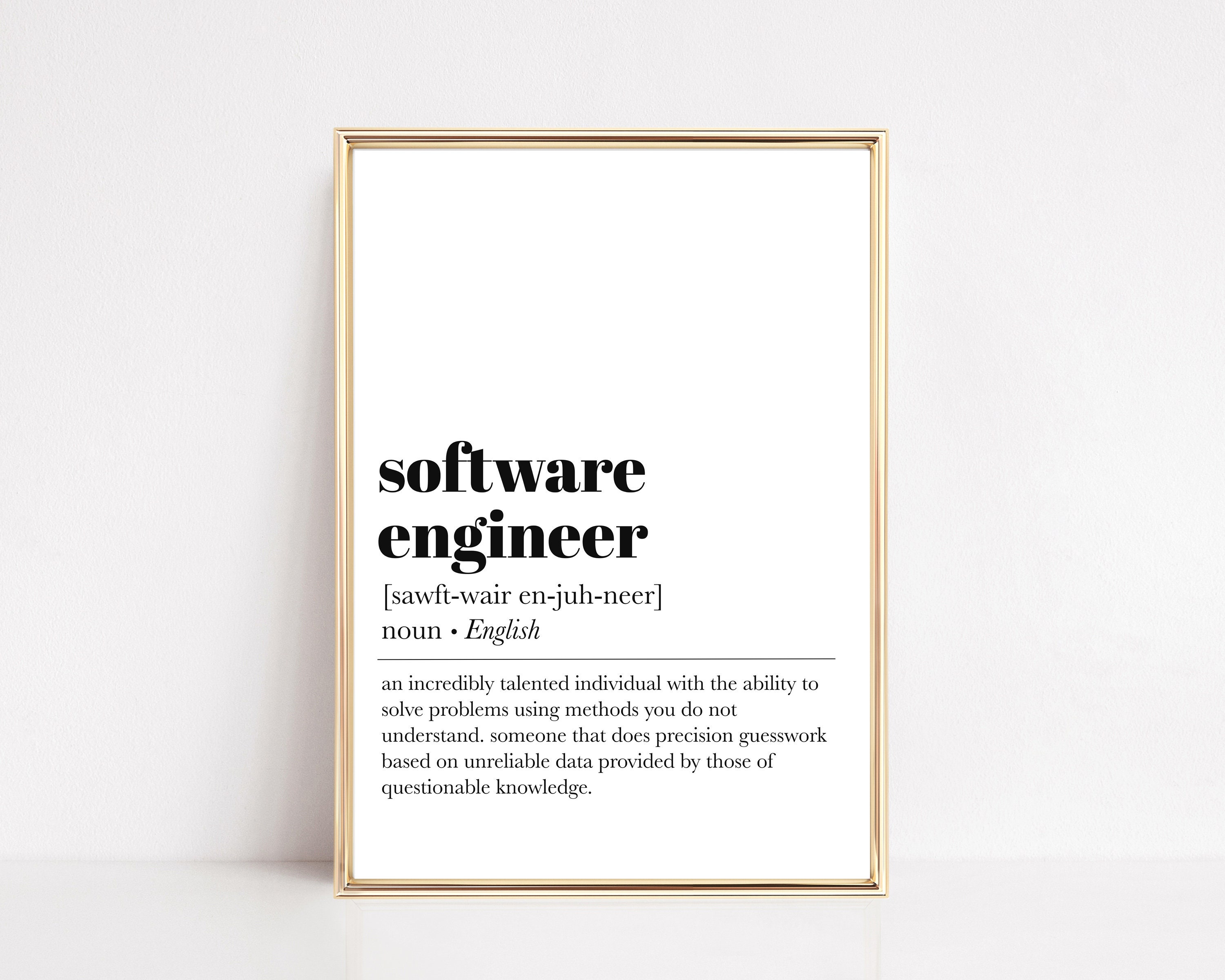 Software Engineer Definition Print Software Engineer Gifts Etsy
