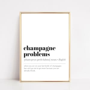 champagne problems definition print | champagne wall art | bar cart decor | bar cart accessories | bar wall art | kikiandnim | digital print