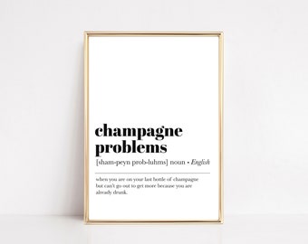 champagne problems definition print | champagne wall art | bar cart decor | bar cart accessories | bar wall art | kikiandnim | digital print