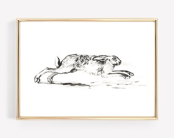vintage bunny sketch | printable easter decor | easter printable wall art | neutral nursery wall art | kikiandnim | digital wall art print
