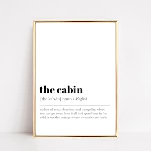 Cabin Definition Print | Cabin Home Decor | Minimalist Printable Wall Art | Definition Art Poster | KIKIANDNIM | Digital Download