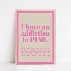 pink wall art | girly dorm wall art | trendy retro wall art | preppy wall art | pink room decor | funny art | kikiandnim | digital print