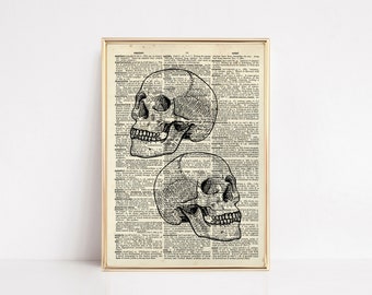 dictionary art | vintage halloween decor | skull print | halloween printable wall art | halloween poster | kikiandnim | digital download