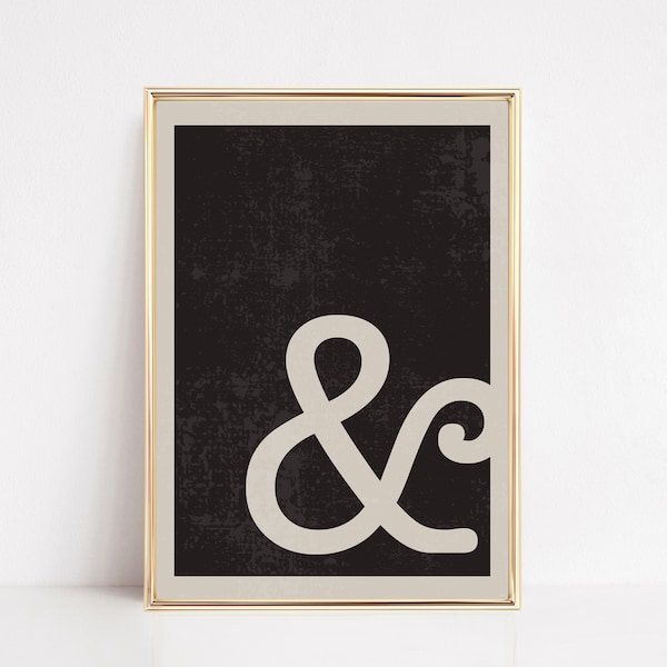 ampersand sign | midcentury wall art | neutral wall art | printable wall art | home office decor | typography wall art | digital download