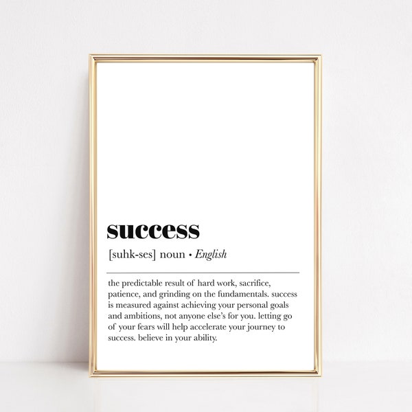 success definition | office wall art | home office decor | motivational prints | inspirational quote prints | printable wall art