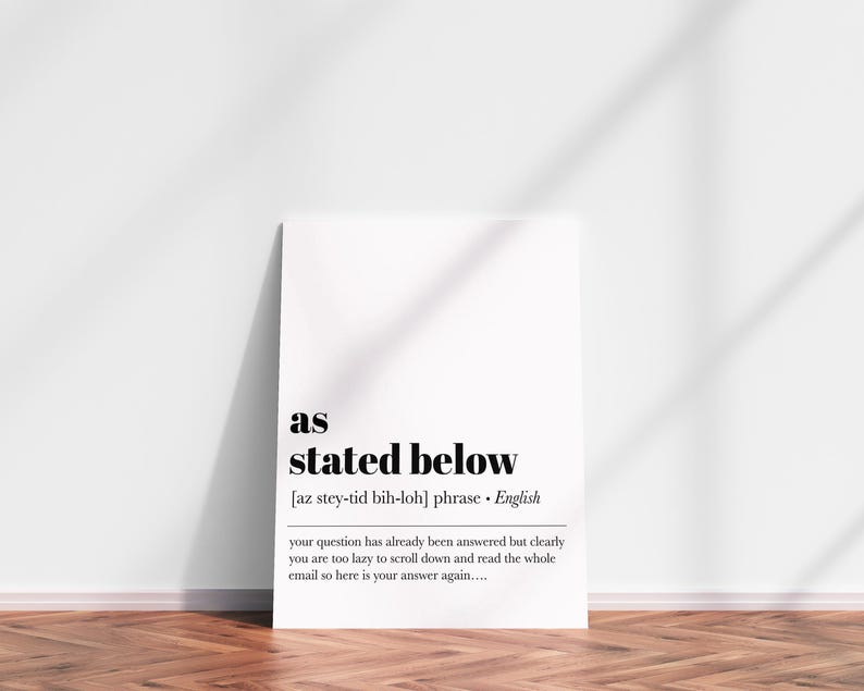 As Stated Below Definition Print | Funny Office Decor (digital Download ...