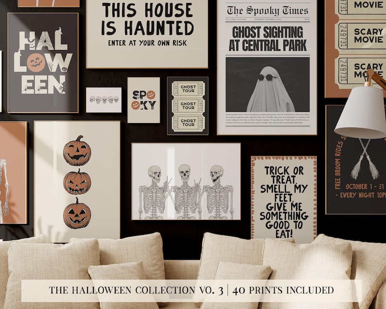 halloween printable wall art | 40 HALLOWEEN PRINTS | halloween decor | halloween prints | halloween wall decor | kikiandnim | digital prints image 1
