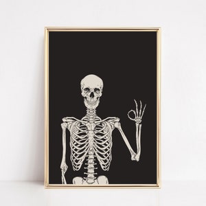 skeleton art print | halloween decor | halloween printable wall art | halloween poster | halloween print | halloween art | digital download