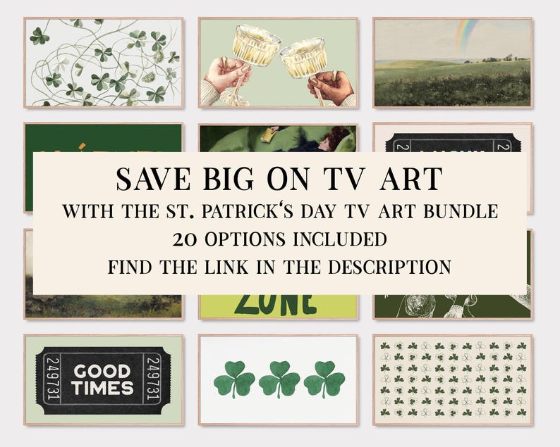 Samsung cornice tv art st. giorno di san patrizio / quadrifogli / the frame tv art / st. decorazioni per il giorno di San Patrizio / kikiandnim / download digitale immagine 4