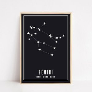Zwillinge Wandkunst | Zwilling Sternzeichen Druck | Astrologie Geschenke | Zwillinge | Sternzeichen Wandbild | Sternzeichen printable | kikiandnim | digitaler Download