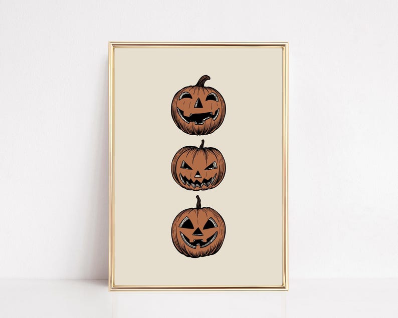 nostalgic halloween wall art set | retro halloween digital prints | halloween decor | halloween posters | kikiandnim | digital download image 7