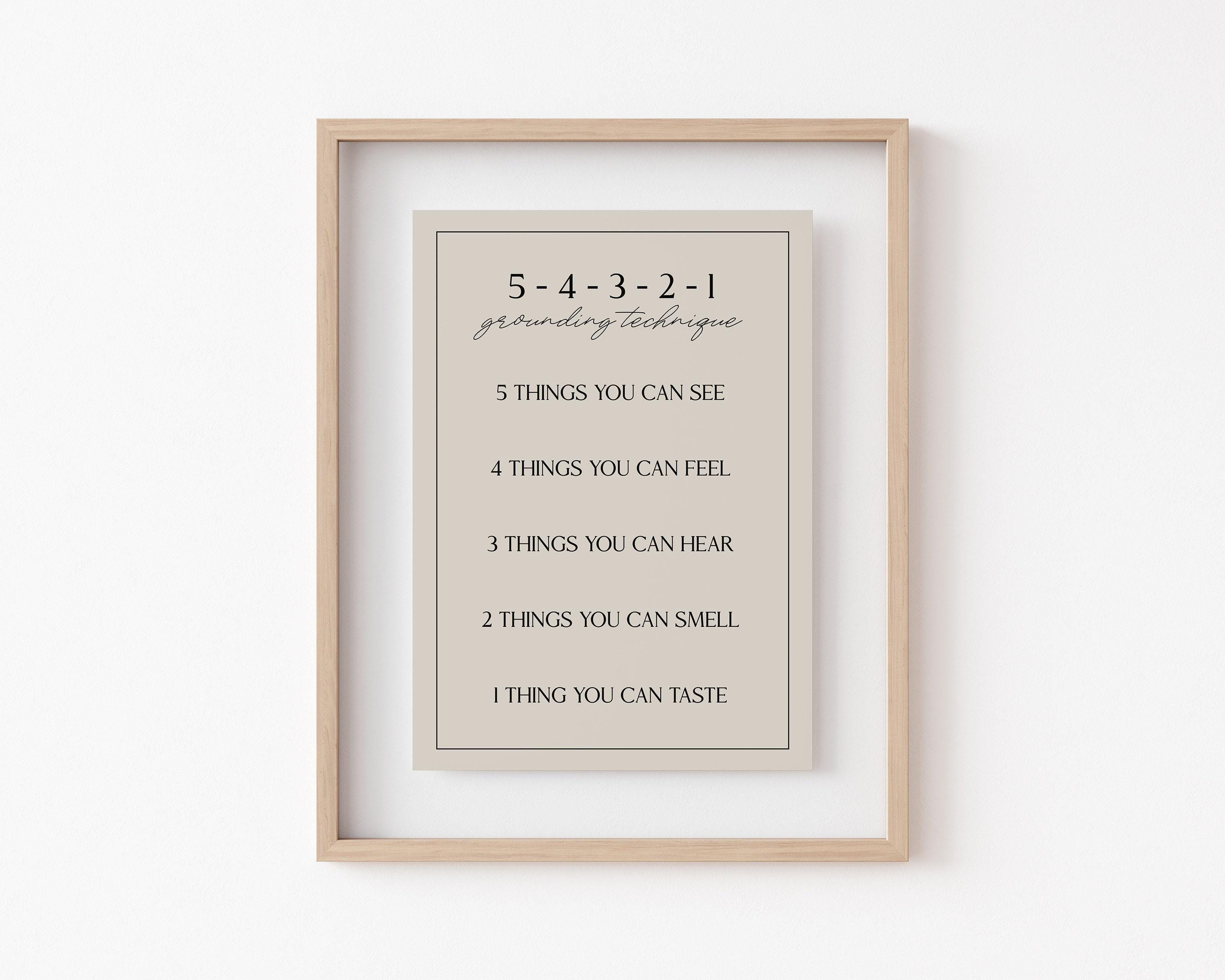 54321 Grounding Technique Print | Minimalist Therapy Wall Art ...