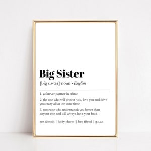 big sister gift | big sister definition print | christmas gift for sister | sister wall art | sister quote | kikiandnim | printable wall art