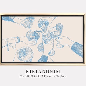 Samsung frame tv-kunst | schattige frame tv-kunst | blauwe kunst voor frame-tv | modern barwagendecor | de frame tv-kunst | kikiandnim | digitaal downloaden